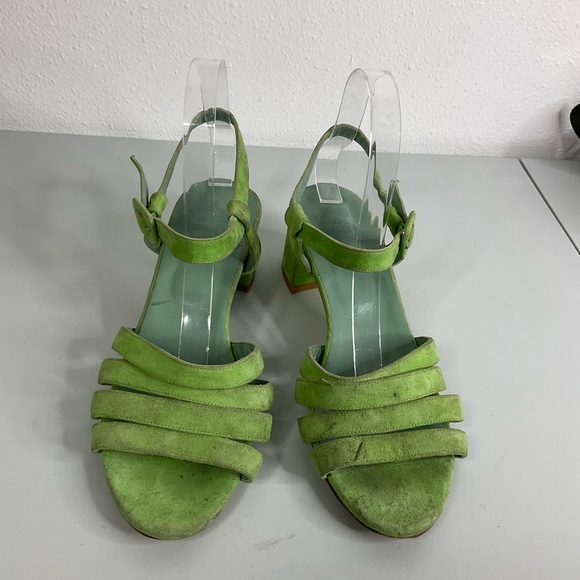 Maryam Nassir Zadeh Palma High Sandals Green Suede Size 40 - Picture 3 of 9